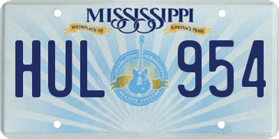MS license plate HUL954