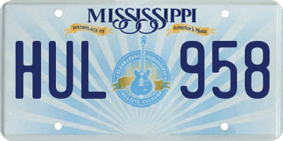 MS license plate HUL958