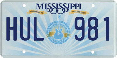 MS license plate HUL981