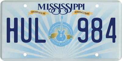 MS license plate HUL984