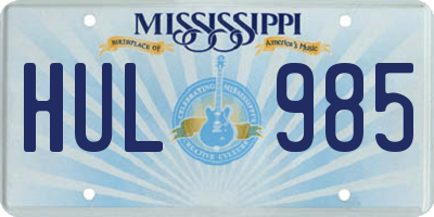 MS license plate HUL985