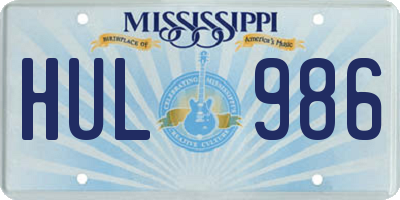 MS license plate HUL986