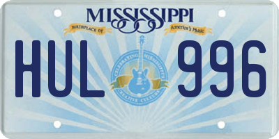 MS license plate HUL996