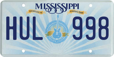 MS license plate HUL998