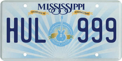 MS license plate HUL999