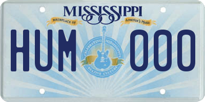 MS license plate HUM000
