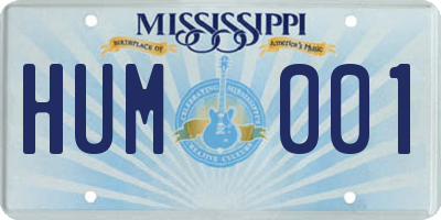 MS license plate HUM001