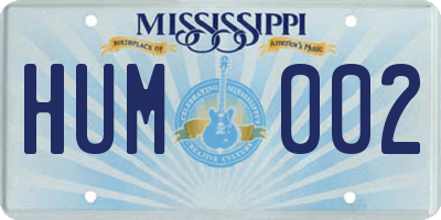 MS license plate HUM002