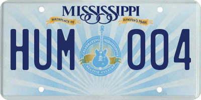 MS license plate HUM004