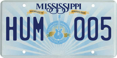 MS license plate HUM005