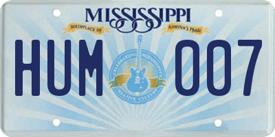 MS license plate HUM007