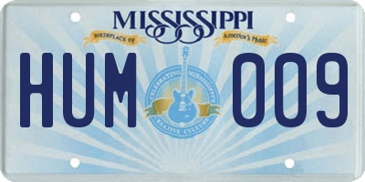 MS license plate HUM009