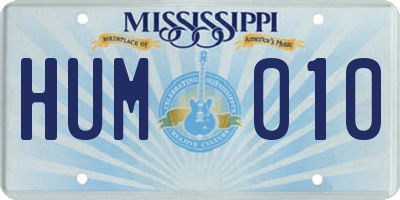 MS license plate HUM010