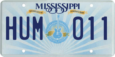 MS license plate HUM011