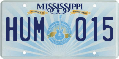 MS license plate HUM015