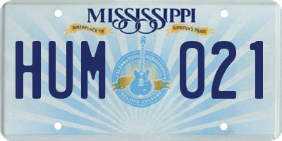 MS license plate HUM021