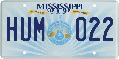 MS license plate HUM022