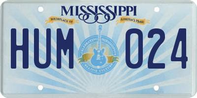 MS license plate HUM024