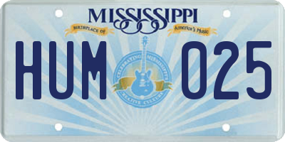 MS license plate HUM025