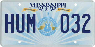 MS license plate HUM032