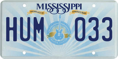 MS license plate HUM033