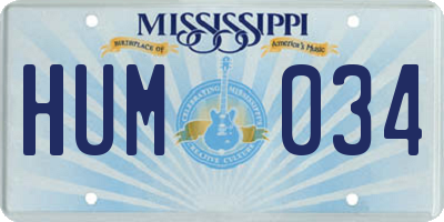 MS license plate HUM034