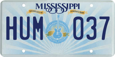 MS license plate HUM037