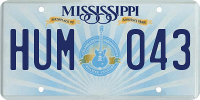 MS license plate HUM043