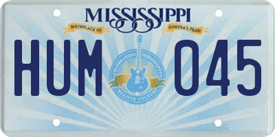 MS license plate HUM045