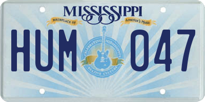 MS license plate HUM047