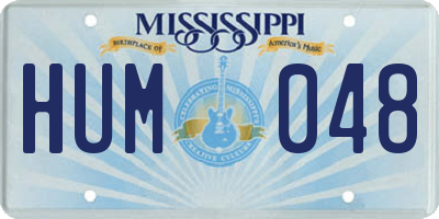 MS license plate HUM048