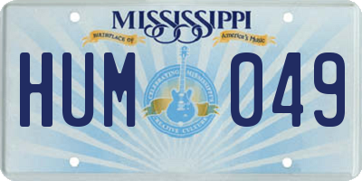 MS license plate HUM049
