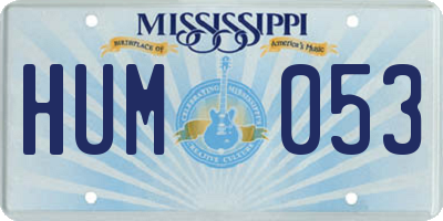 MS license plate HUM053