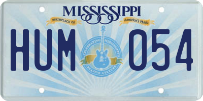 MS license plate HUM054