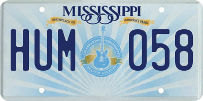 MS license plate HUM058