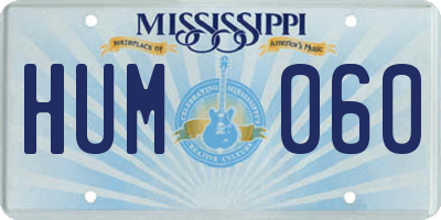 MS license plate HUM060
