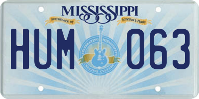 MS license plate HUM063