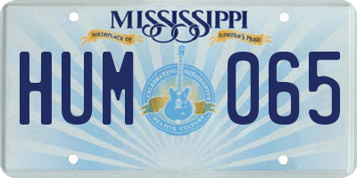MS license plate HUM065