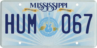 MS license plate HUM067