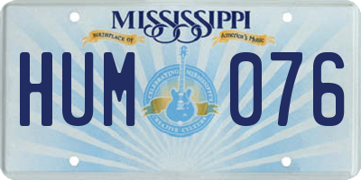 MS license plate HUM076