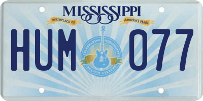 MS license plate HUM077