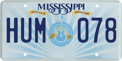 MS license plate HUM078