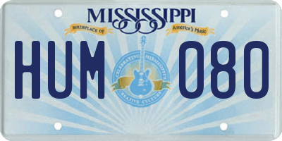 MS license plate HUM080