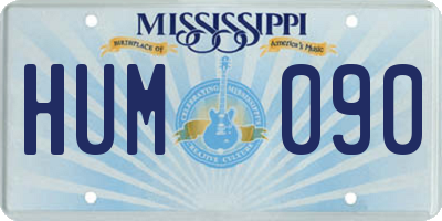 MS license plate HUM090