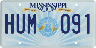 MS license plate HUM091