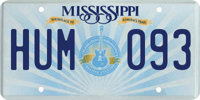 MS license plate HUM093