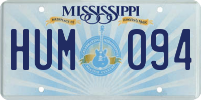 MS license plate HUM094