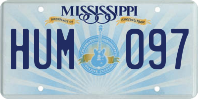 MS license plate HUM097