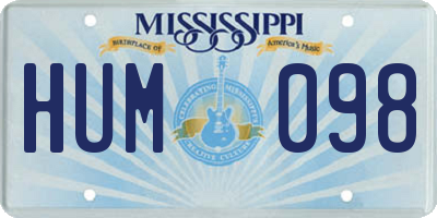 MS license plate HUM098