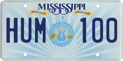 MS license plate HUM100